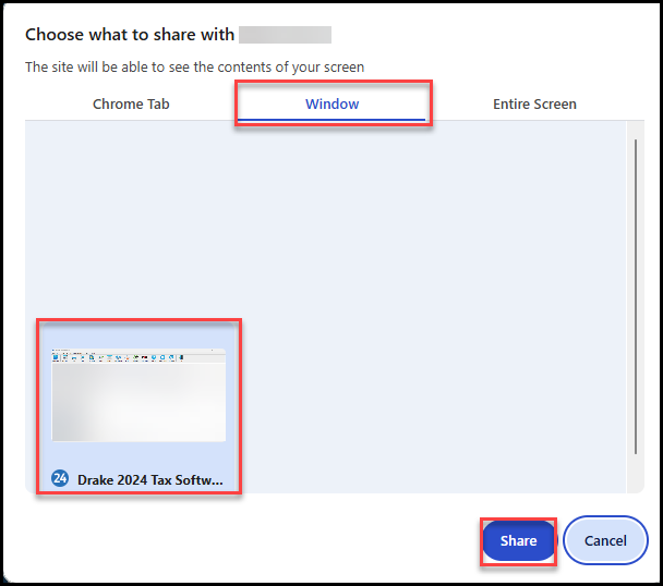 Chrome share screen pop-up